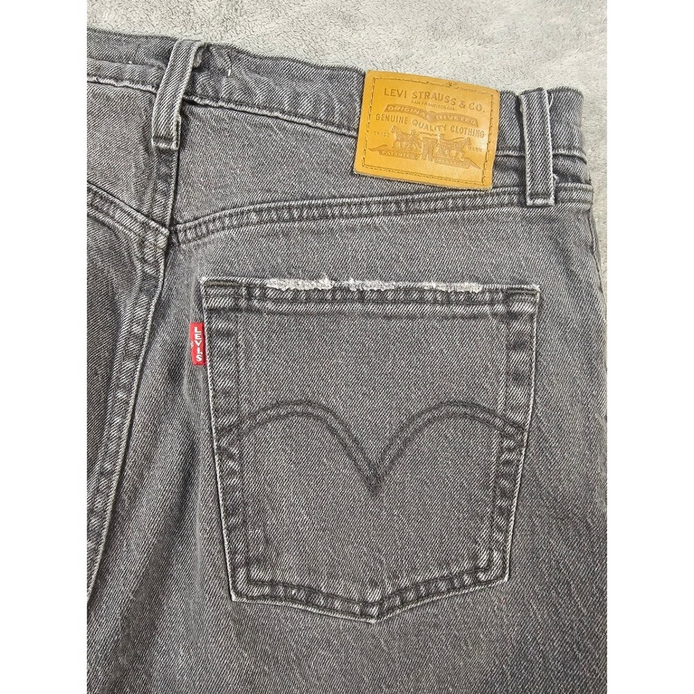 Levis Premium Ribcage Straight Ankle Jeans Faded Black High Rise button fly y2k